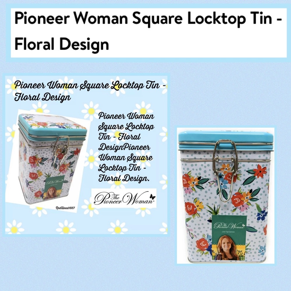 Pioneer Woman Square Laptop Tin Floral Design